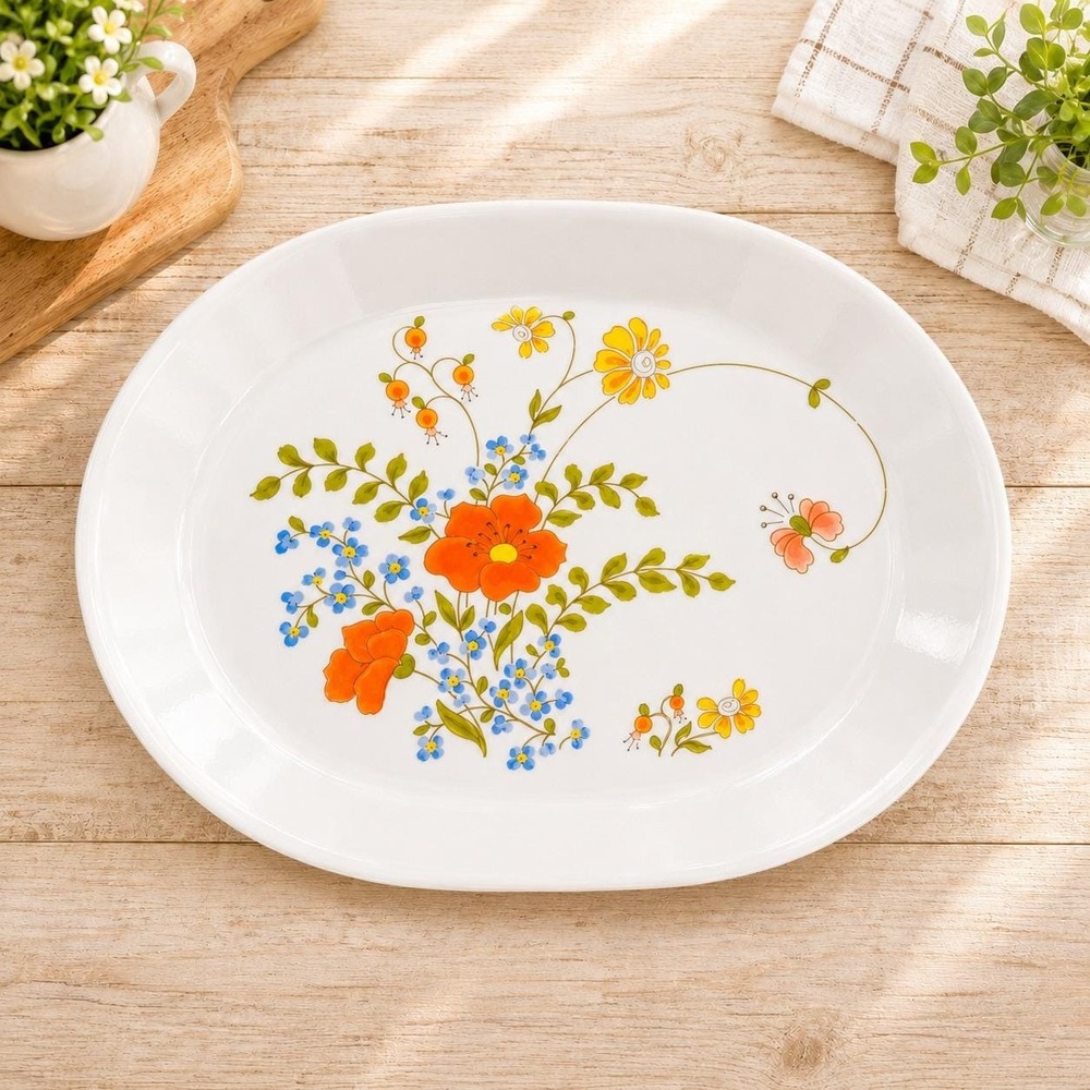 Vintage Corelle Wildflower Set: 1970s Floral Serving Dish - Picture 2 of 16